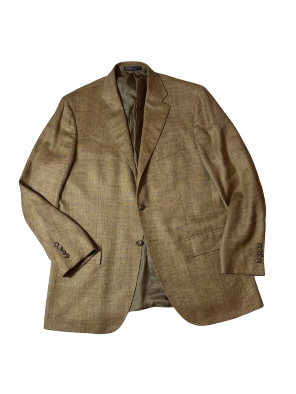 Polo Ralph Lauren Mens 42R Silk Linen Wool Herringbone Blazer Italy Sport Coat